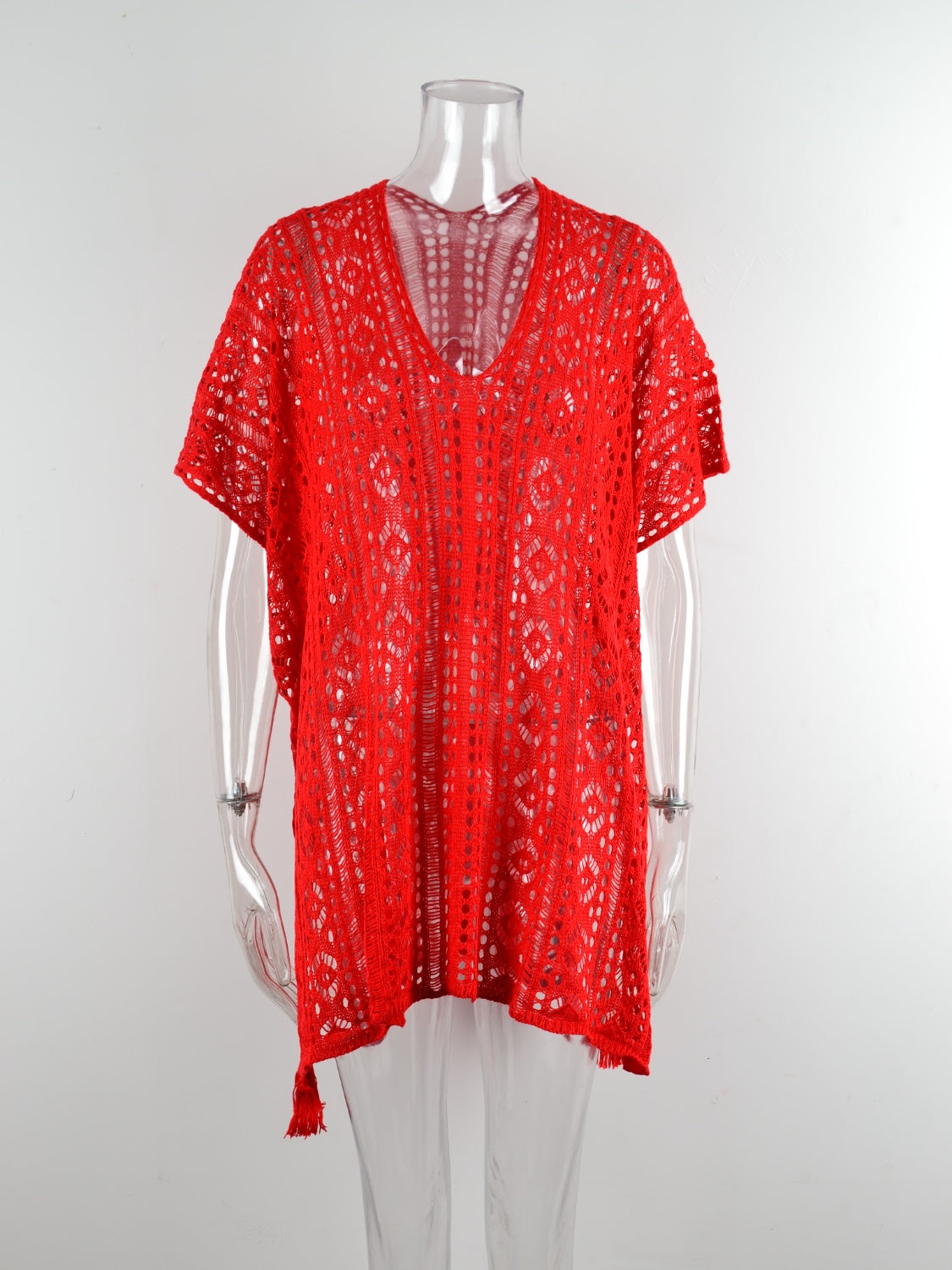 Cutout V-Neck Cover-Up with Tassel 12 colors to choose from