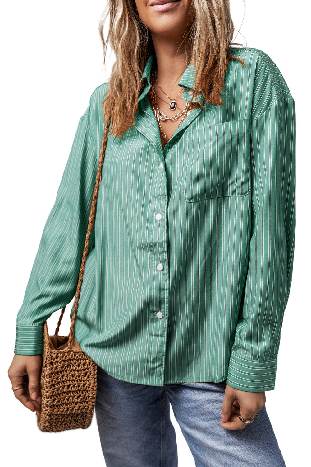 Striped Button Up Long Sleeve Shirt