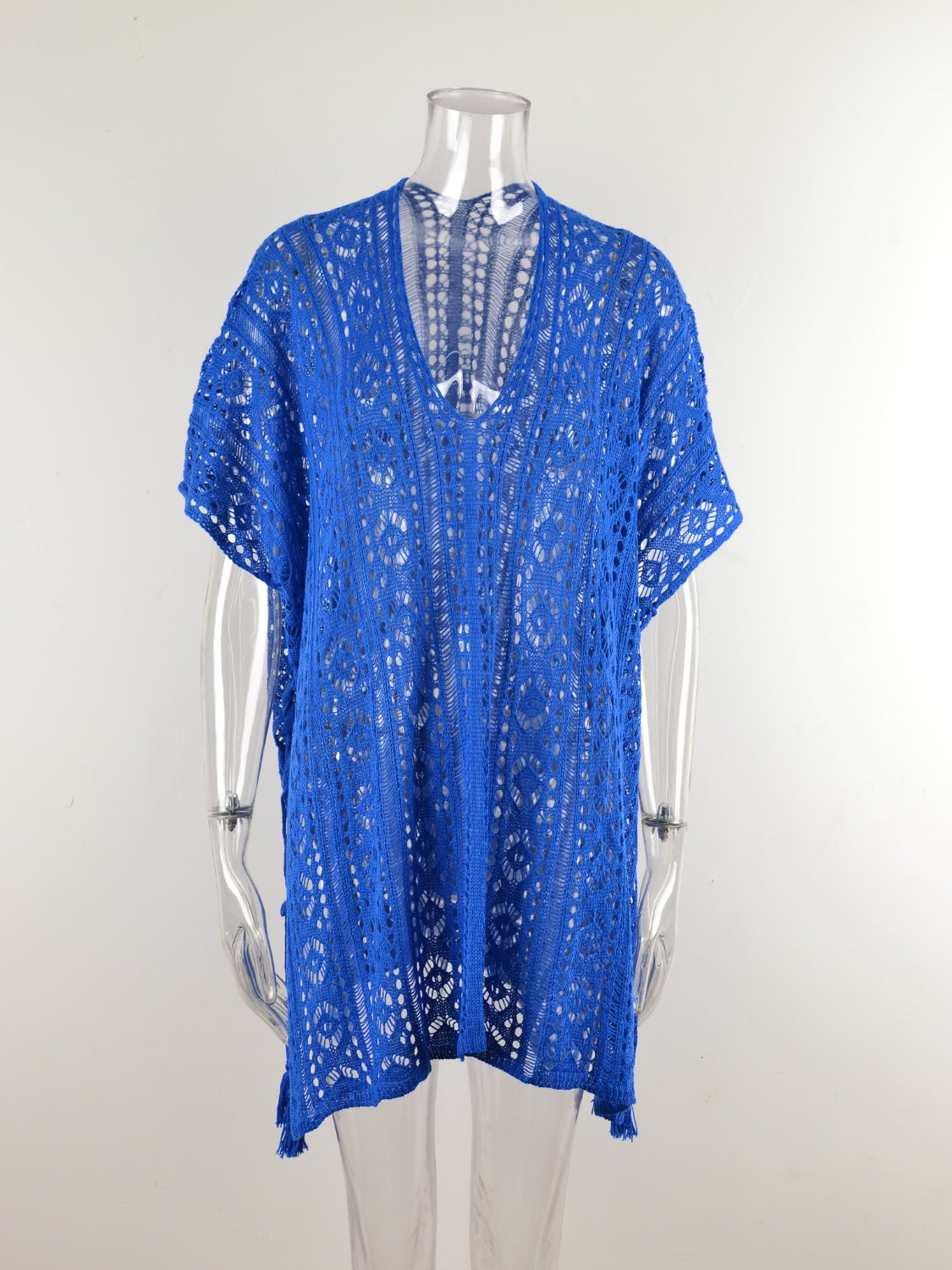 Cutout V-Neck Cover-Up with Tassel 12 colors to choose from