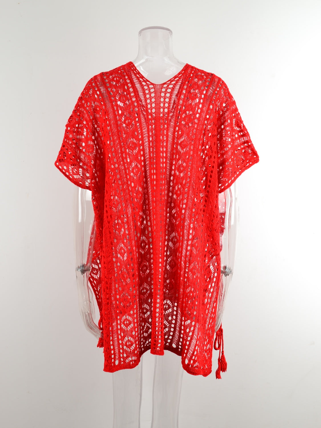 Cutout V-Neck Cover-Up with Tassel 12 colors to choose from