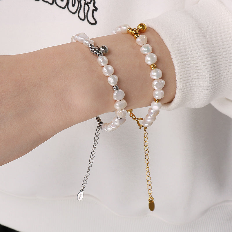 Stainless Steel Freshwater Pearl Bracelet